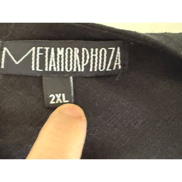 Sleeveless Black Wrap Dress With Button Closure By Metamorphoza 2XL Asymmetrical - Picture 2 of 7